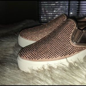 Aldo Rose Gold Rhinestone Slip On Shoes!